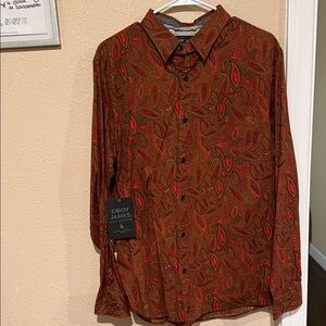 Cody James Men's Paisley Red and Brown Shirt